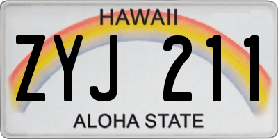 HI license plate ZYJ211