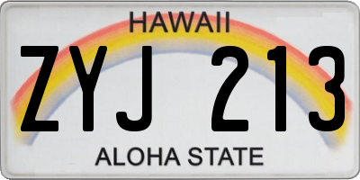 HI license plate ZYJ213