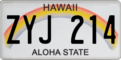HI license plate ZYJ214