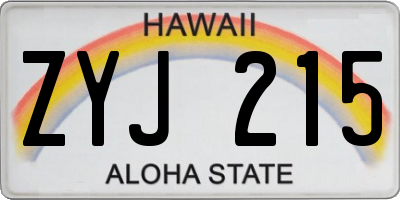 HI license plate ZYJ215