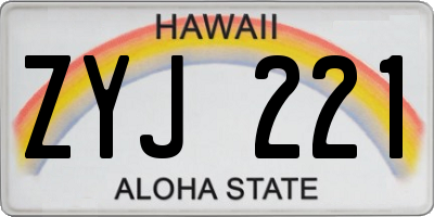 HI license plate ZYJ221