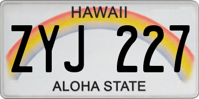 HI license plate ZYJ227
