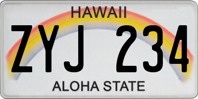 HI license plate ZYJ234