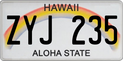 HI license plate ZYJ235