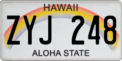 HI license plate ZYJ248