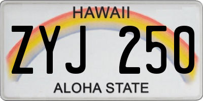 HI license plate ZYJ250