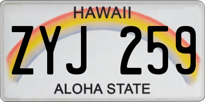 HI license plate ZYJ259
