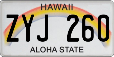 HI license plate ZYJ260