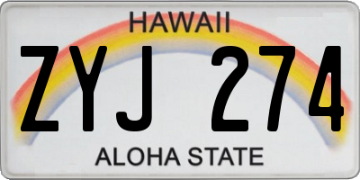 HI license plate ZYJ274