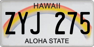 HI license plate ZYJ275