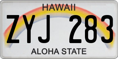 HI license plate ZYJ283