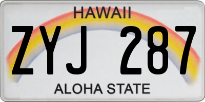 HI license plate ZYJ287
