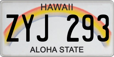 HI license plate ZYJ293