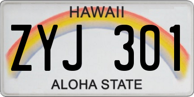 HI license plate ZYJ301