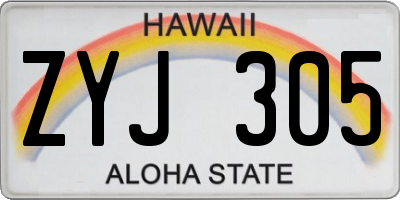 HI license plate ZYJ305