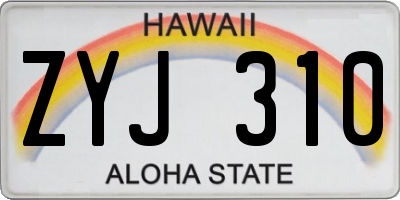 HI license plate ZYJ310