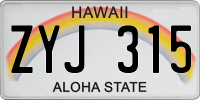 HI license plate ZYJ315