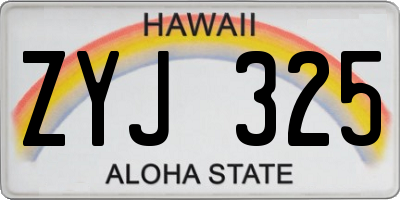 HI license plate ZYJ325