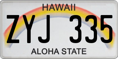 HI license plate ZYJ335