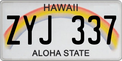 HI license plate ZYJ337