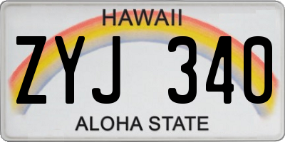 HI license plate ZYJ340