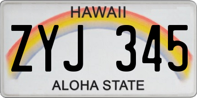 HI license plate ZYJ345