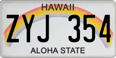 HI license plate ZYJ354