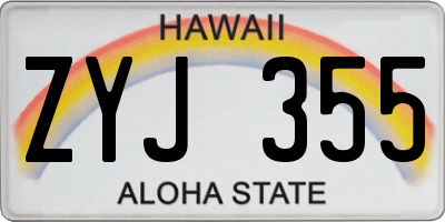 HI license plate ZYJ355