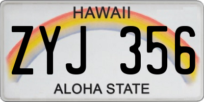 HI license plate ZYJ356