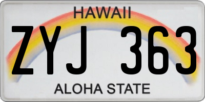 HI license plate ZYJ363