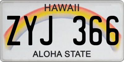 HI license plate ZYJ366