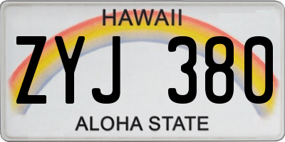 HI license plate ZYJ380