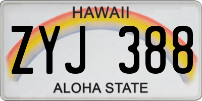 HI license plate ZYJ388
