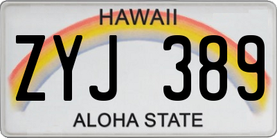 HI license plate ZYJ389