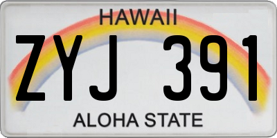 HI license plate ZYJ391