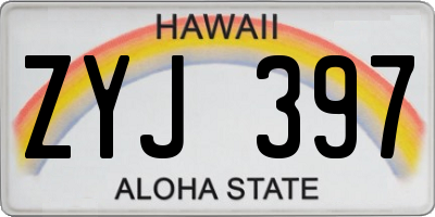 HI license plate ZYJ397