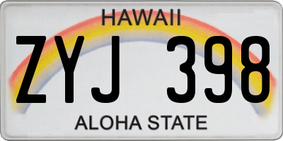 HI license plate ZYJ398