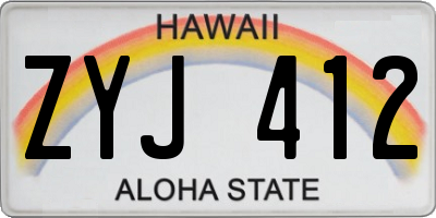 HI license plate ZYJ412