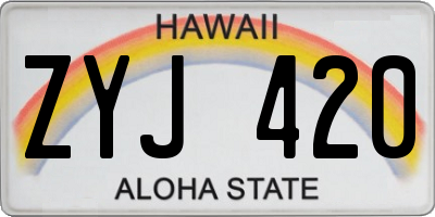 HI license plate ZYJ420