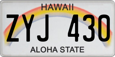 HI license plate ZYJ430