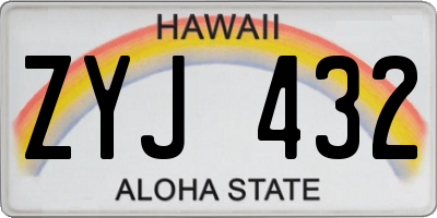 HI license plate ZYJ432