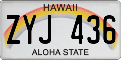 HI license plate ZYJ436