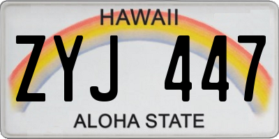 HI license plate ZYJ447