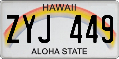 HI license plate ZYJ449