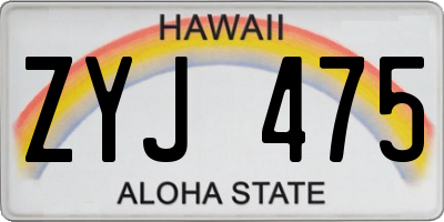 HI license plate ZYJ475