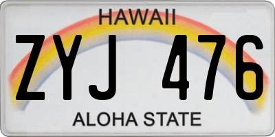 HI license plate ZYJ476
