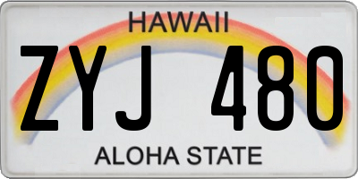 HI license plate ZYJ480