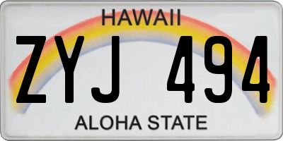 HI license plate ZYJ494