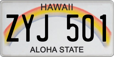 HI license plate ZYJ501