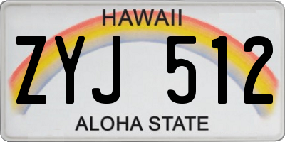 HI license plate ZYJ512